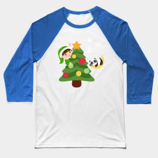 Elf Putting a Star on the Christmas Tree Baseball T-Shirt